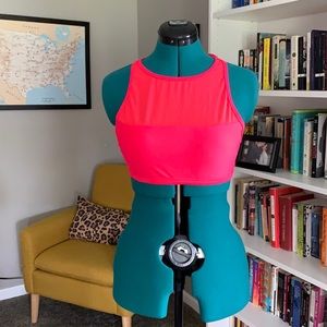 Neon pink mesh bikini top